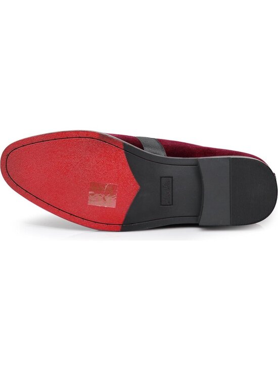 Alberto Feilini Men\'s Burgundy Vintage Velvet Loafer Tuxedo Slip On Formal Shoes